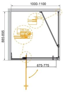 Душевой уголок CEZARES SLIDER-AH-1-90-100/110-BR-NERO